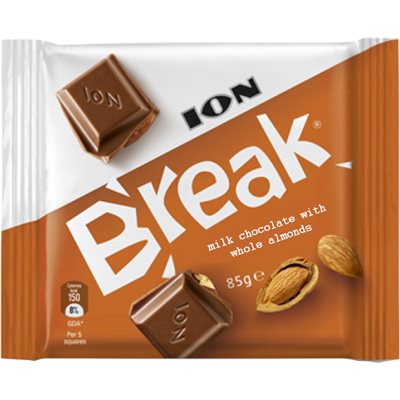 ION Break Milk Chocolate with whole almonds 85g bar