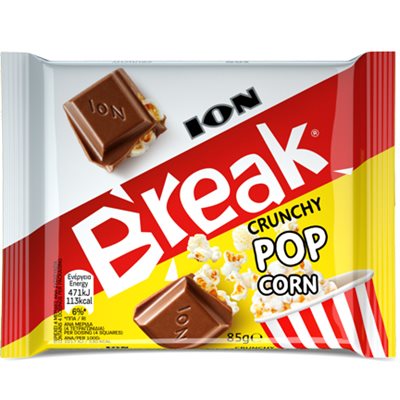 ION Break Milk Chocolate with popcorn 85g bar